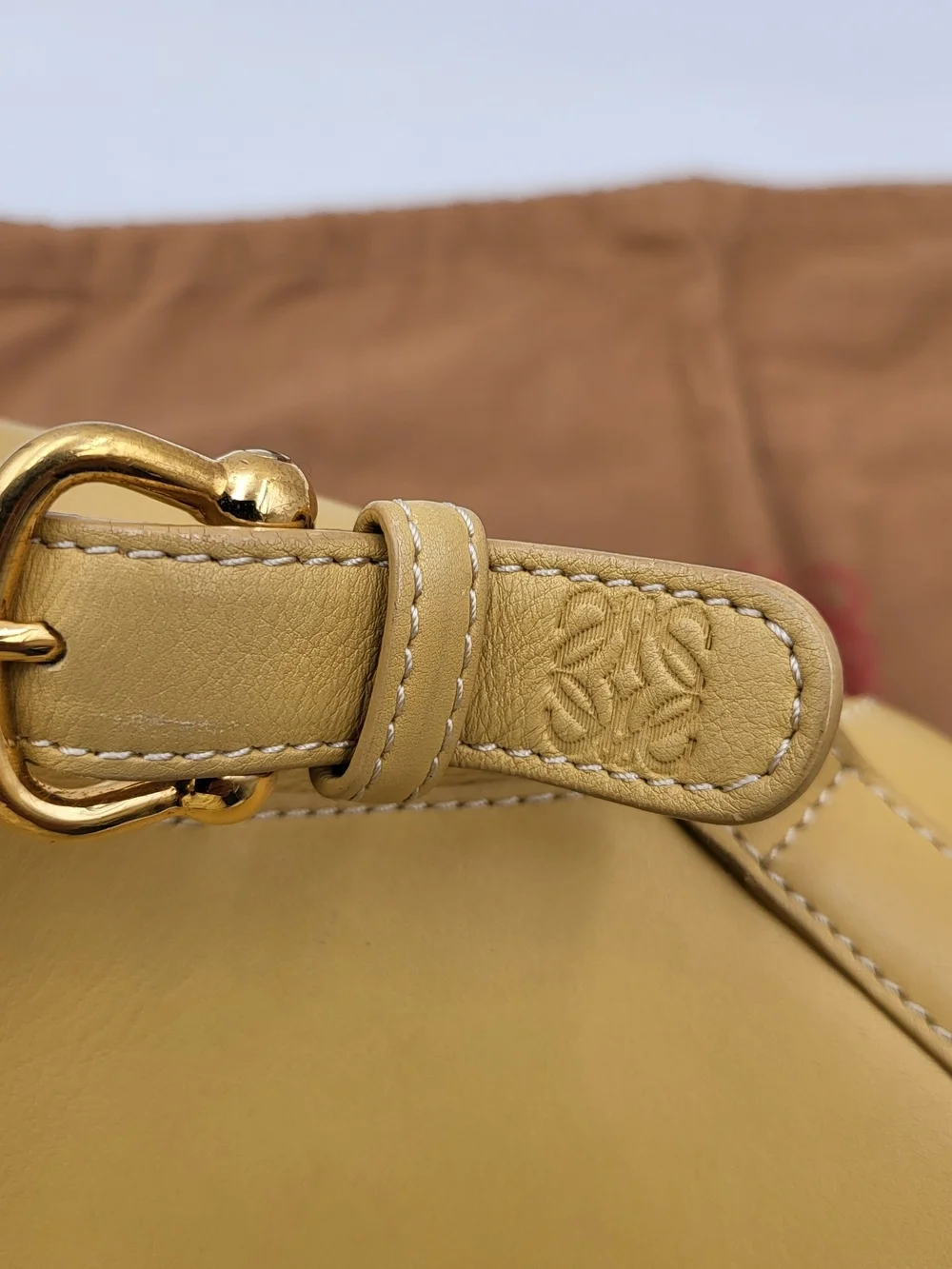 Loewe Anton Backpack-Shoulder in Pale Yellow Leather, Authentic w/COA